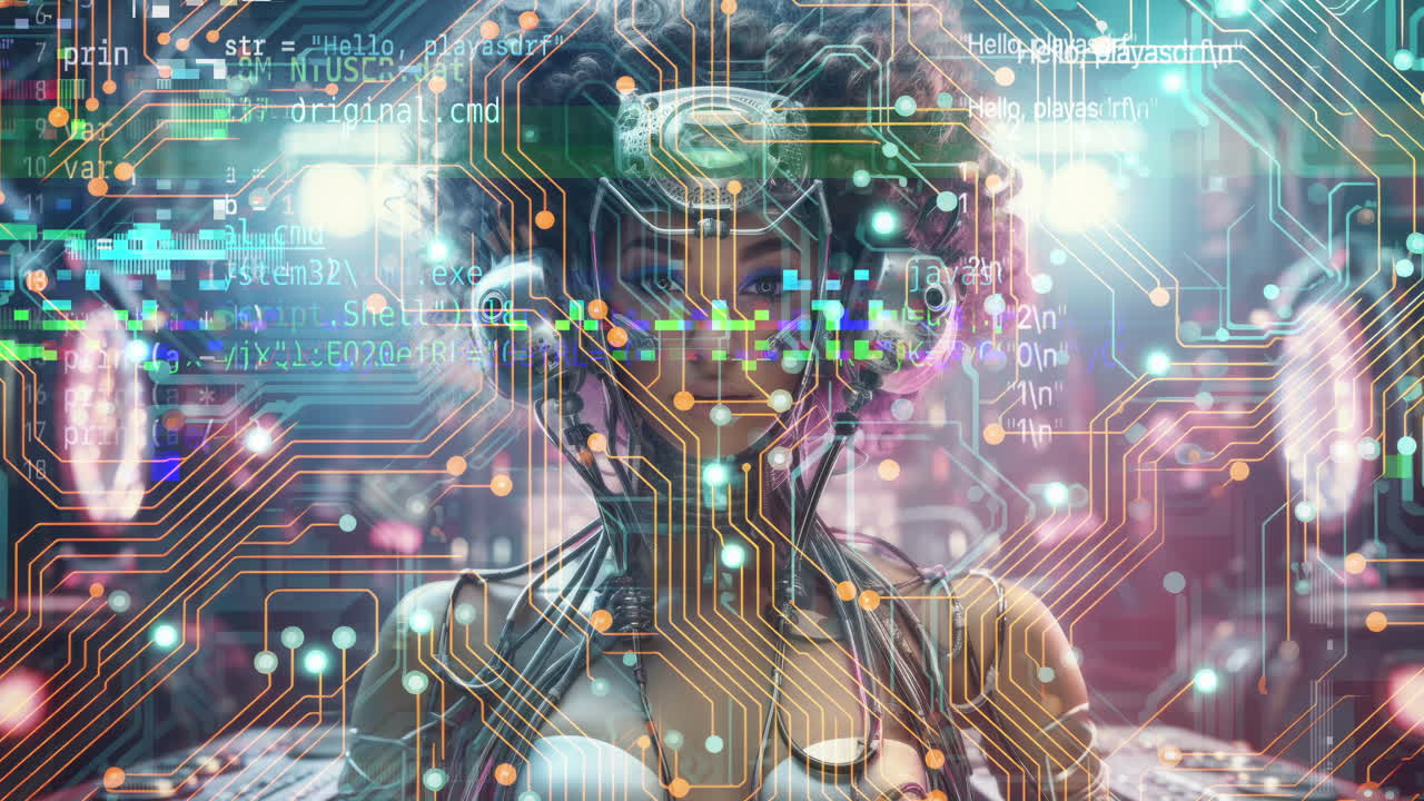 Ai robot woman with afro