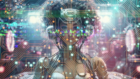 una donna robot con un afro.