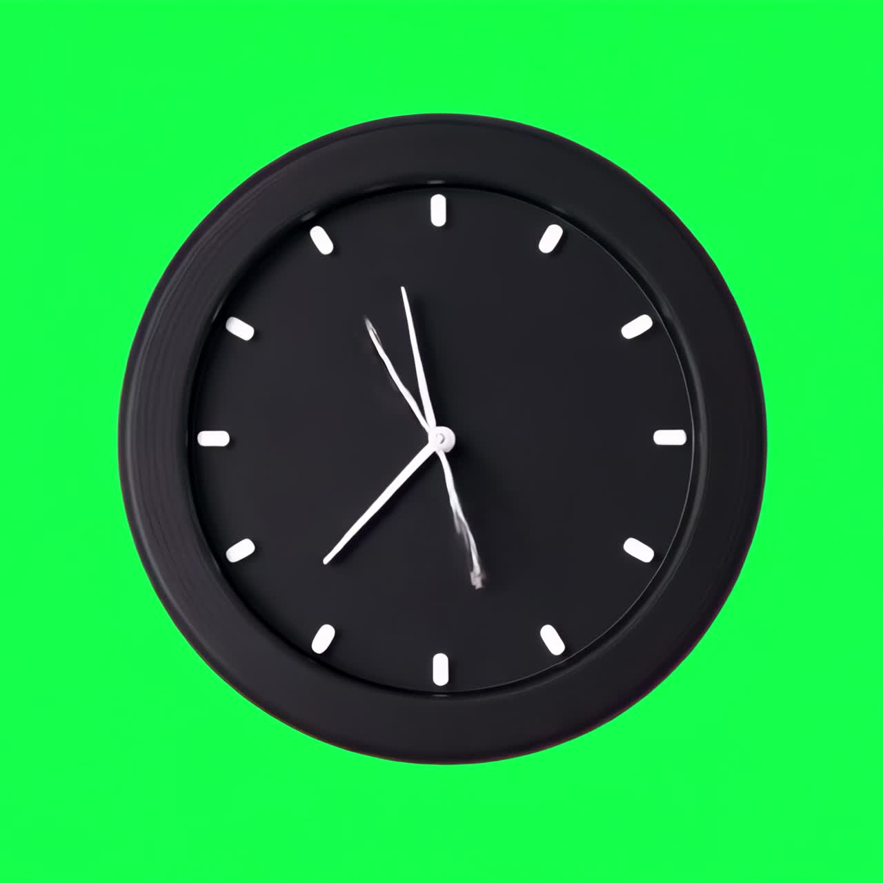 Minimalist black clock design animation, transparent 4K video, green screen