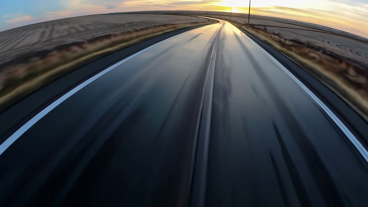 Sunset Drive on a Wet Country Road