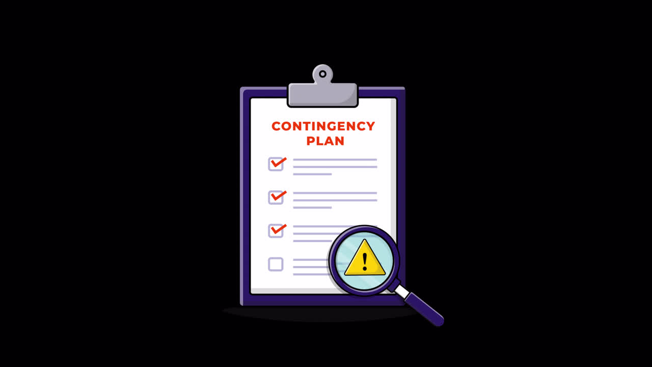 Revisión de la lista de verificación del plan de contingencia con señal de advertencia