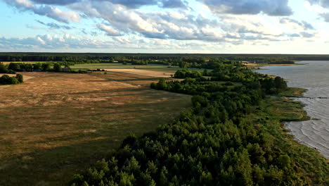 Flying-over-coastline-of-Saaremaa,-Estonia
