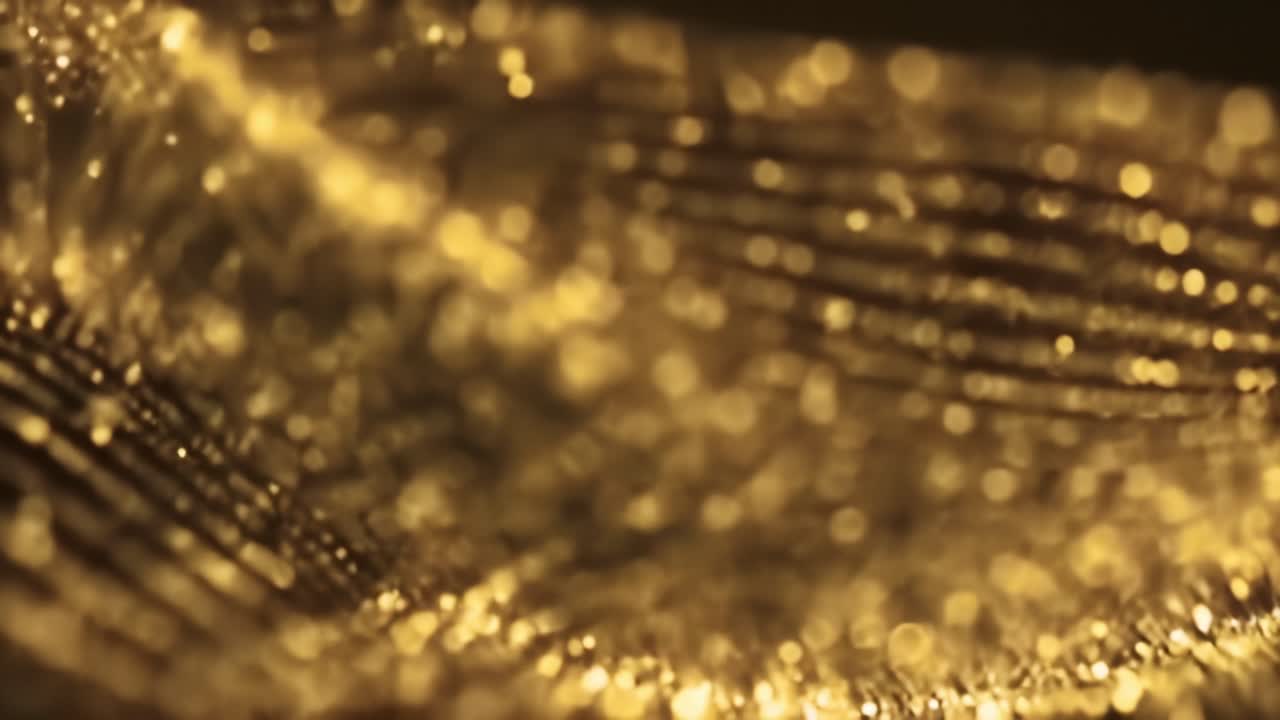 A stunning display of animated golden waves flows elegantly across a dark background, creating a mesmerizing visual effect that captivates the viewer's attention.
