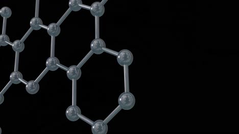 animación de micro 3d de una red de moléculas sobre un fondo negro