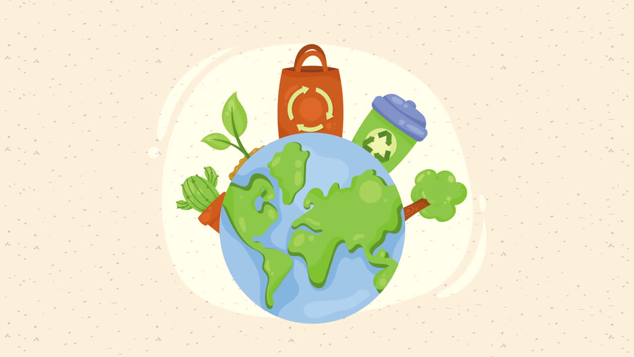animazione ecologica con animazione del pianeta mondiale