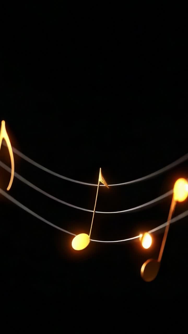 A Captivating Journey Through Musical Notes Illuminated Against a Dark Background, Showcasing the Beauty and Elegance of Music in Motion, Evoking Emotions and Imagining Melodic Harmonies