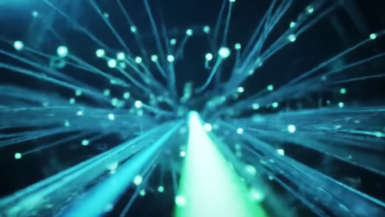 A Dynamic Exploration of Light and Data Through Radiant Connections in a Futuristic Digital Environment Creating an Immersive Visual Experience