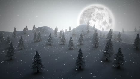 christmas trees on a snowy landscape