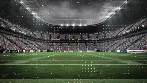 animación de puntos blancos que se mueven sobre el estadio deportivo