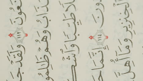 close-up of arabic script in a quran manuscript