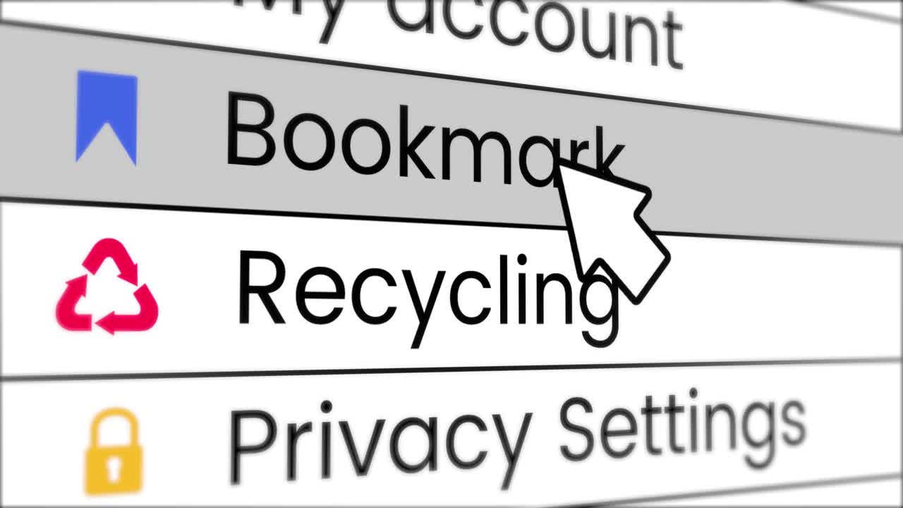 Mouse Cursor Clicking Bookmark Option on Digital Menu