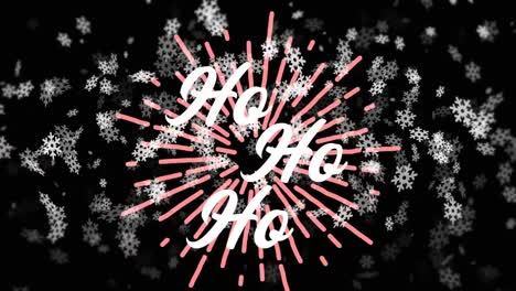 animación de texto ho ho ho sobre la nieve que cae.
