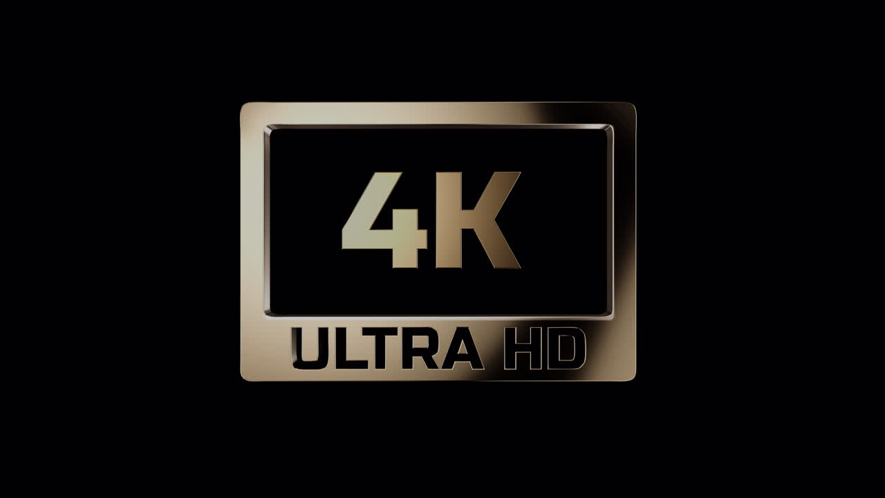 logotipo de bucle dorado 4k ultra hd con reflejo brillante con canal alfa