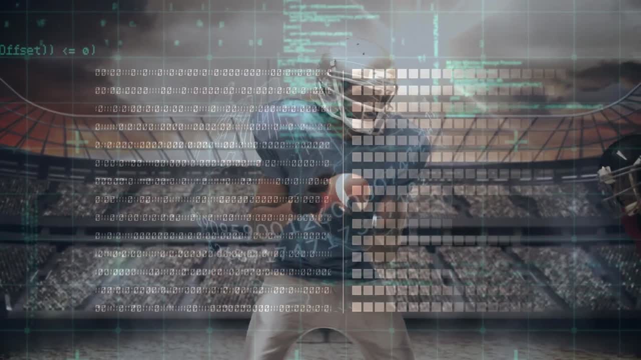 animación de la interfaz digital sobre el jugador de fútbol americano