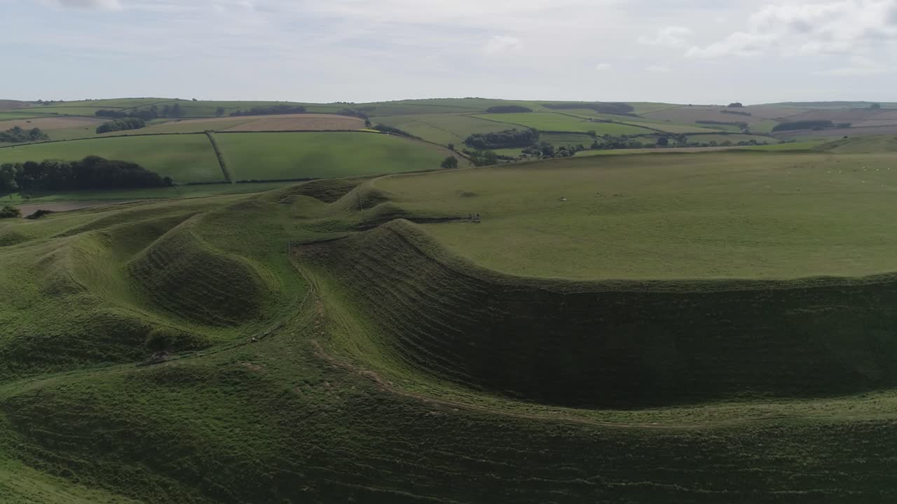 Aerial View of Rolling Green Hills Landscape