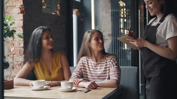 Women Ordering Coffee at a Cafe