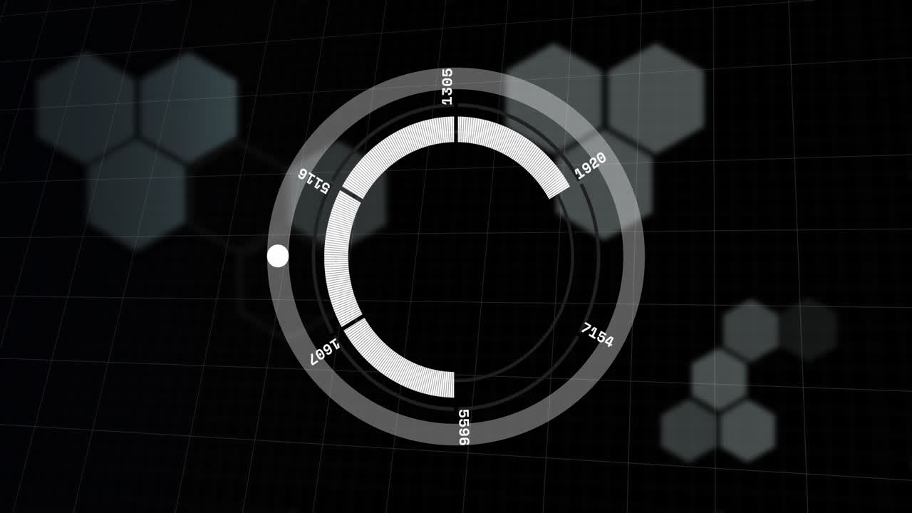 검은색 배경에 있는 데이터 처리 및 모양의 애니메이션