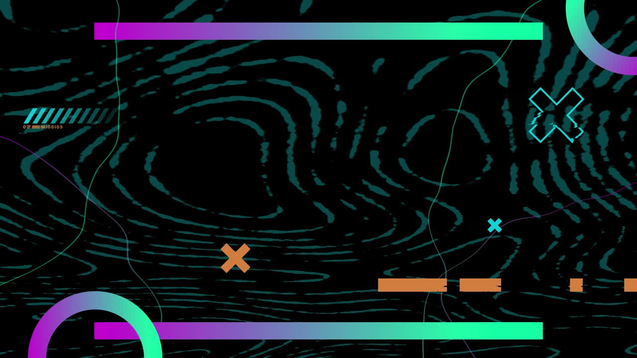 Animation of moving shapes over black background