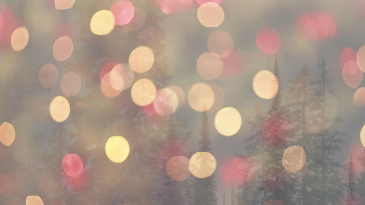 animación de luces de hadas de navidad brillantes sobre un paisaje de invierno