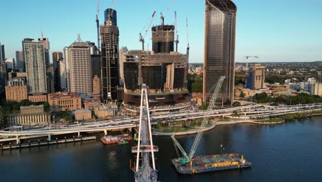 Orbiting-shot-of-Brisbane's-City-Queens-Wharf-Casino-development