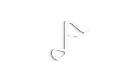 grey musical note line icon on white background. front view. 4k video motion graphic animation