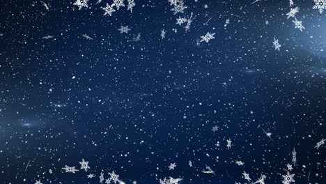 animation of falling snow over blue background