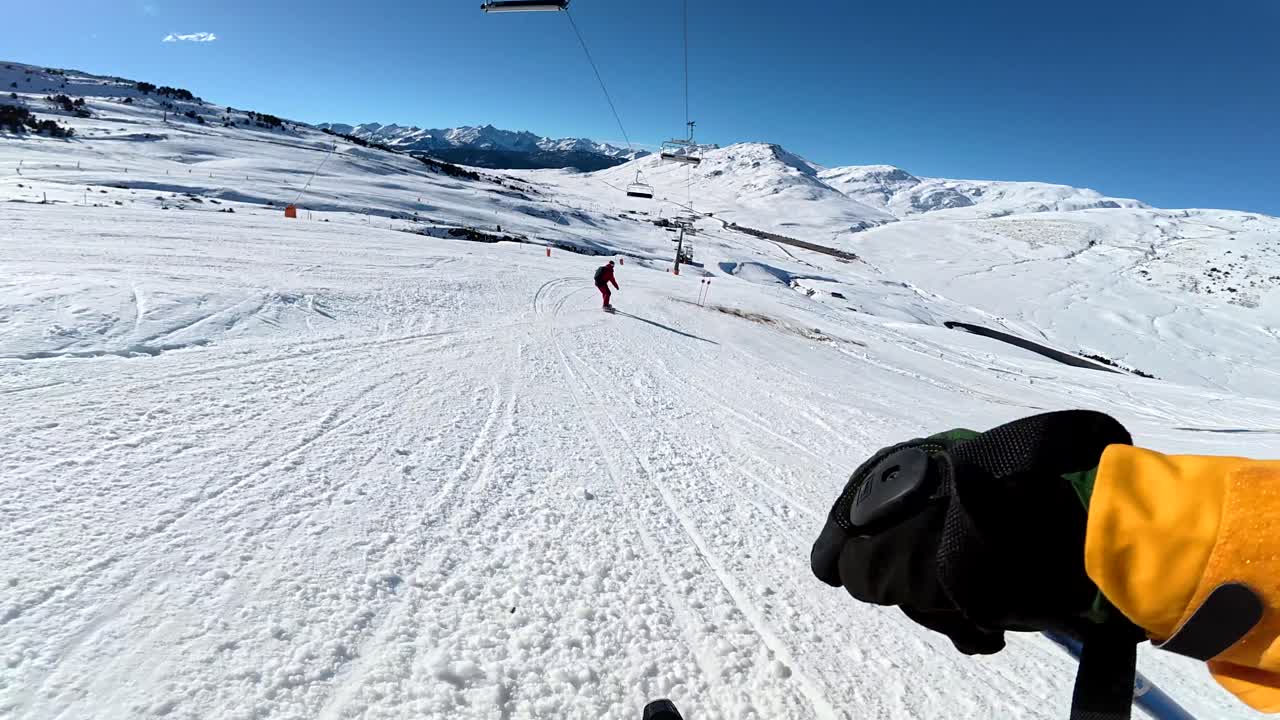 Skiing on a Snowy Mountain