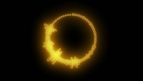 gold color display of audio frequency circle wave spectrum - looped
