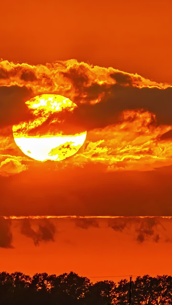 Stunning orange sunset, timelapse, sky clouds moving, serene and calming