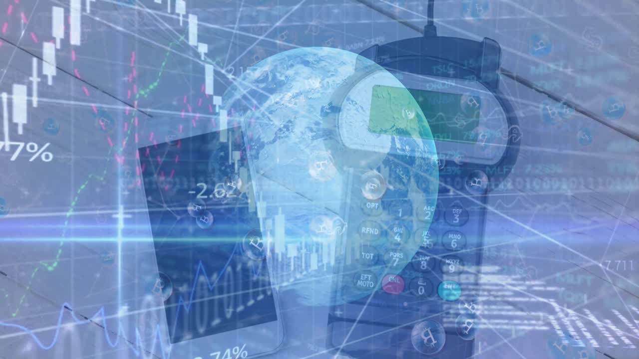 결제 터미널을 통해 금융 데이터 처리의 애니메이션