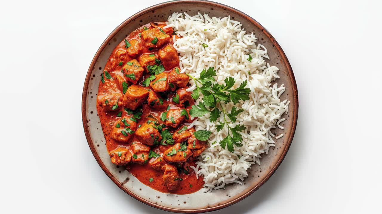 Masala de pollo y tikka con arroz