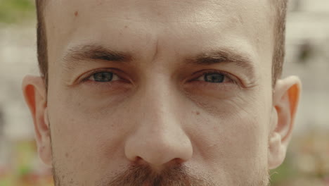 close-up of a man's eyes and face