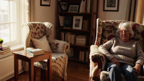 senior woman relaxing in cozy living room