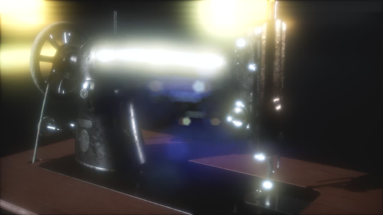 어두운 곳에서 오래된 레트로 바느질 기계