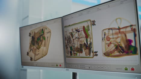 x-ray scan of luggage at airport security checkpoint