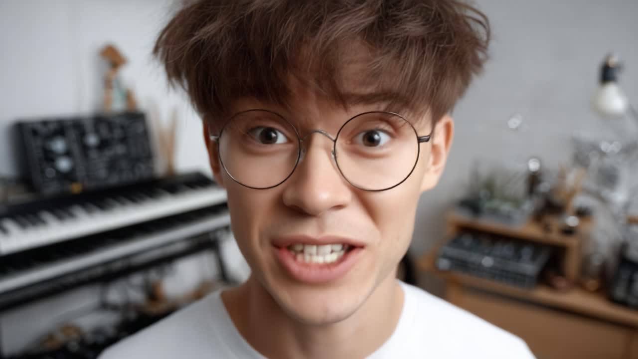 A Young Music Enthusiast Transitions from Confusion to Excitement as He Explores the World of Synthesizers and Electronic Music Creation