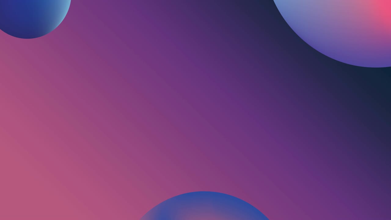 animación de las esferas de gradiente azul a rosa sobre un fondo de rosa a púrpura