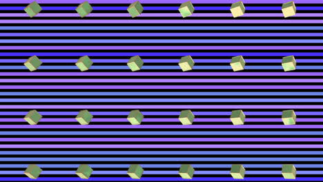 animación de cuadrados amarillos en fondo púrpura