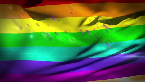 animación de la bandera lgbt sobre los senderos púrpuras