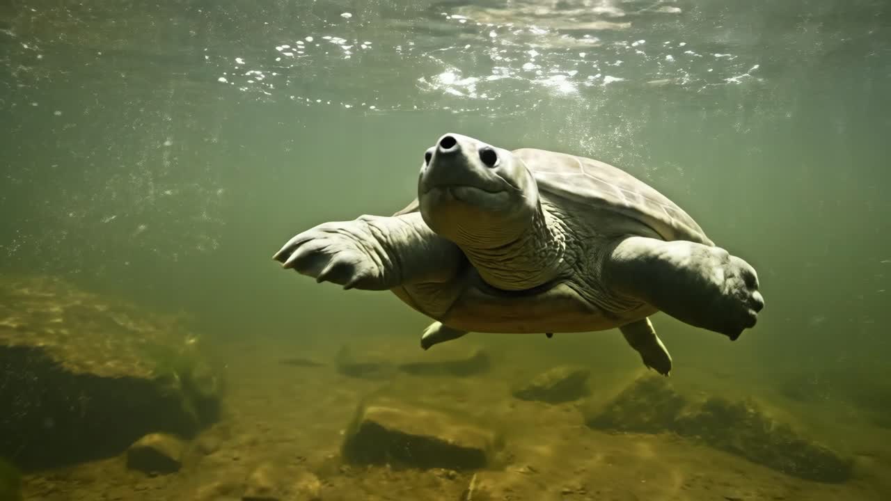 Turtle swimming underwater