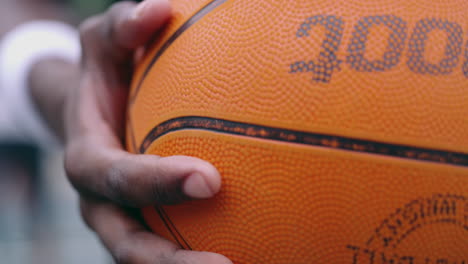 close-up of a hand holding a basketball