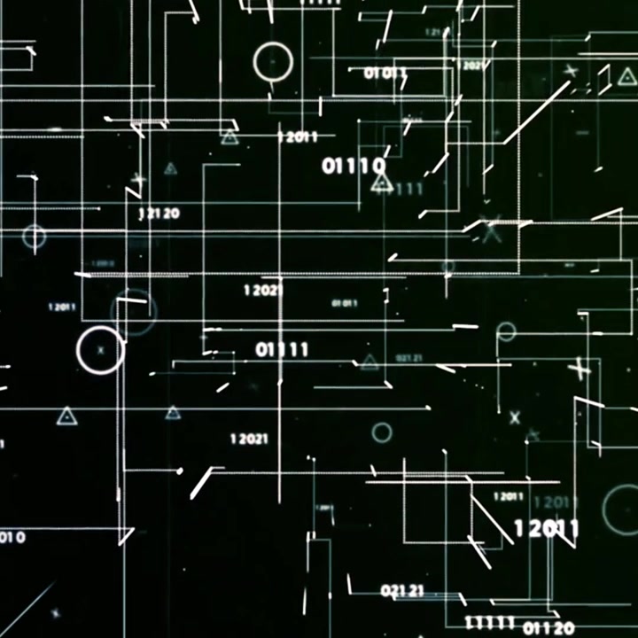 Abstract Digital Network with Flowing Data and Binary Code