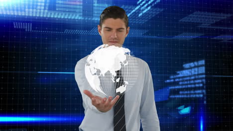 compuesto digital de un hombre en un mundo cibernético
