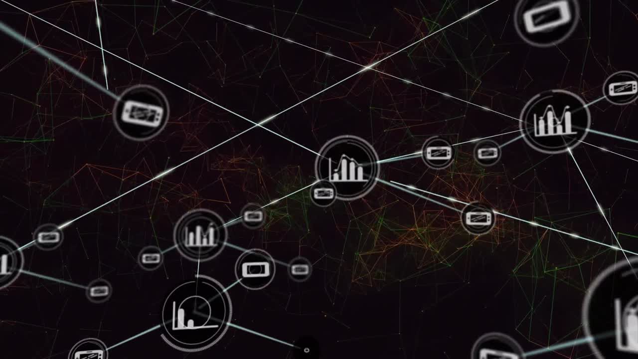 animación de la red de conexiones sobre fondo negro