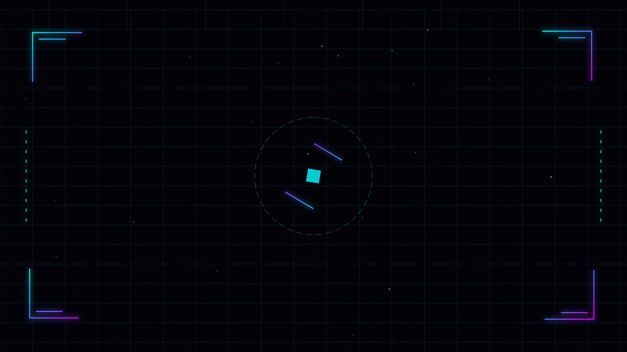 Futuristic Digital Interface HUD Overlay with Rotating Geometric Elements