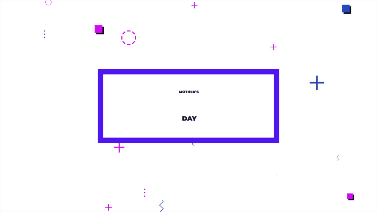 día de la madre con pequeñas formas geométricas de memphis en degradado blanco