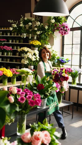 florist working on a bouquet