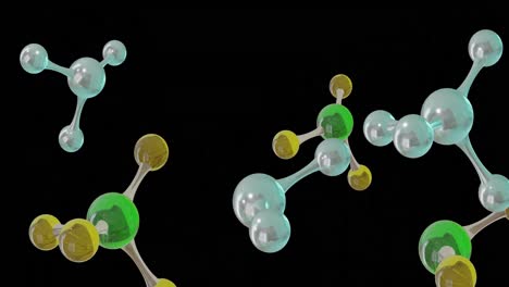 animation of 3d micro of molecules on black background