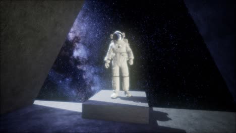 astronauta en una base espacial en el espacio profundo
