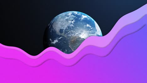 Animation-of-purple-waves-moving-over-planet-earth